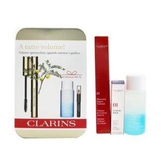 Clarins Mascara Supra Volume Set: Mascara 8ml + Instant Eye Make Up Remover 30ml + Mini Crayon Khol  3pcs