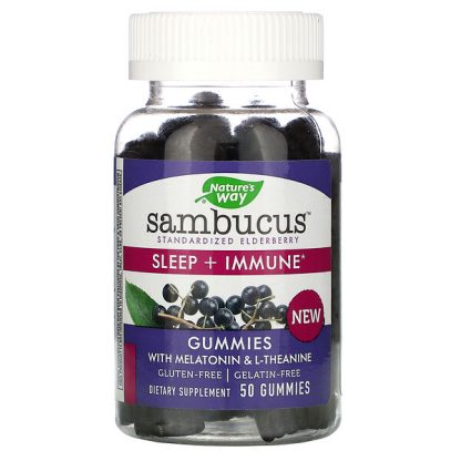 Nature's Way, Sambucus, Sleep + Immune with Melatonin & L-Theanine, 50 Gummies