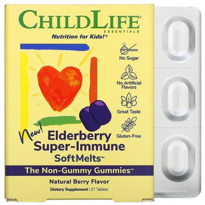 ChildLife, Elderberry Super-Immune SoftMelts, Natural Berry Flavor, 27 Tablets