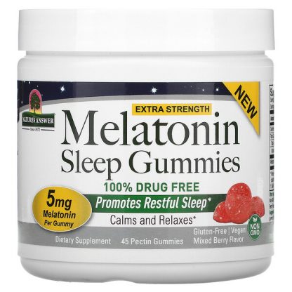 Nature's Answer, Melatonin Sleep Gummies, Extra Strength, Mixed Berry, 5 mg, 45 Pectin Gummies