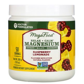 MegaFood, Relax + Calm Magnesium, Raspberry Lemonade, 7.05 oz (200 g)