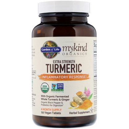 Garden of Life, MyKind Organics, Extra Strength Turmeric, Inflammatory Response, 120 Vegan Tablets