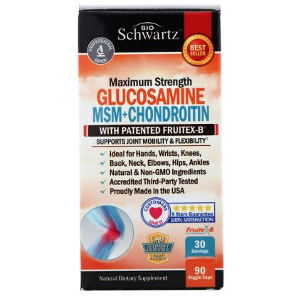 BioSchwartz, Glucosamine MSM + Chondroitin with Patented Fruitex-B, 90 Veggie Caps