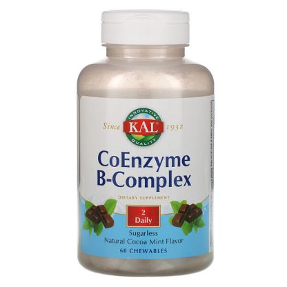 KAL, Coenzyme B-Complex, Natural Cocoa Mint, 60 Chewables