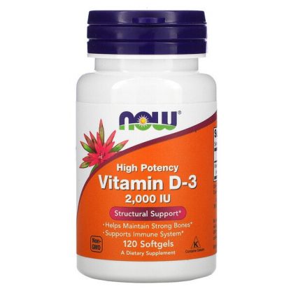 NOW Foods, Vitamin D-3, 50 mcg (2,000 IU), 120 Softgels