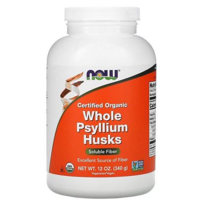 NOW Foods, Certified Organic Whole Psyllium Husks, 12 oz (340 g)