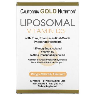 California Gold Nutrition, Liposomal Vitamin D3, 125 mcg (5,000 IU), 30 Packets (5.0 ml)