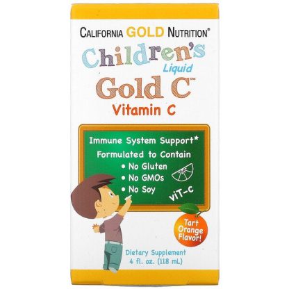 California Gold Nutrition, Children's Liquid Gold Vitamin C, USP Grade, Tart Orange Flavor, 4 fl oz (118 ml)