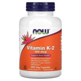 NOW Foods, Vitamin K-2, 100 mcg, 250 Veg Capsules