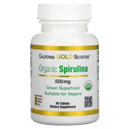 California Gold Nutrition, Organic Spirulina, USDA Organic, 500 mg, 60 Tablets