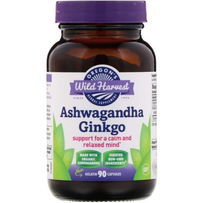 Oregon's Wild Harvest, Ashwagandha Ginkgo, 90 Gelatin Capsules