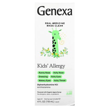 Genexa, Kid's Allergy, Ages 6+, Organic Agave Syrup, 4 fl oz (118 ml)