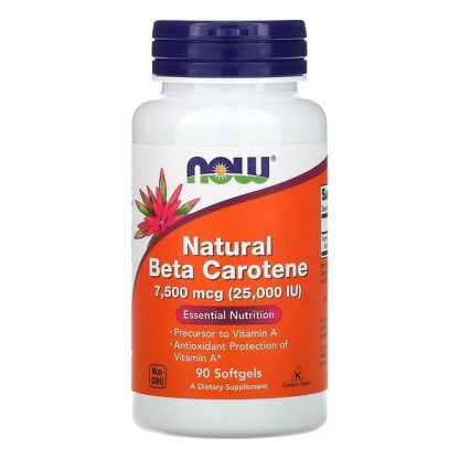 NOW Foods, Natural Beta Carotene, 7,500 mcg (25,000 IU), 90 Softgels