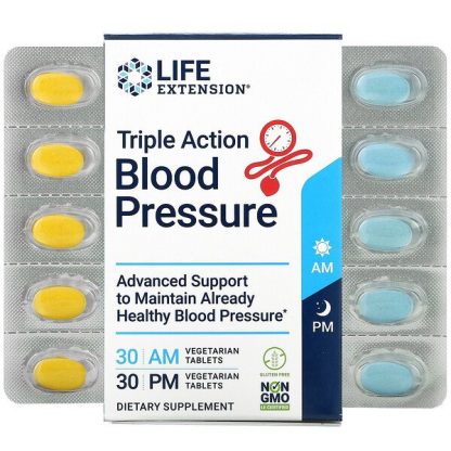 Life Extension, Triple Action Blood Pressure, AM/PM, 2 Pack, 30 Vegetarian Tablets Each