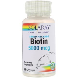 Solaray, Biotin, 5,000 mcg, 60 VegCaps