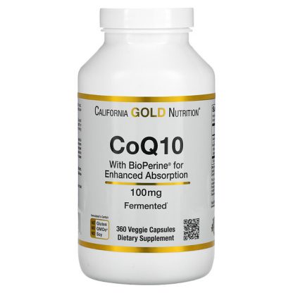 California Gold Nutrition, CoQ10 USP with Bioperine, 100 mg, 360 Veggie Capsules