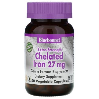 Bluebonnet Nutrition, Extra Strength Chelated Iron, 27 mg, 90 Vegetable Capsules