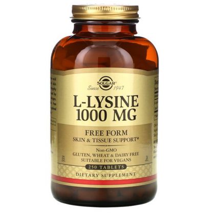 Solgar, L-Lysine, Free Form, 1,000 mg, 250 Tablets