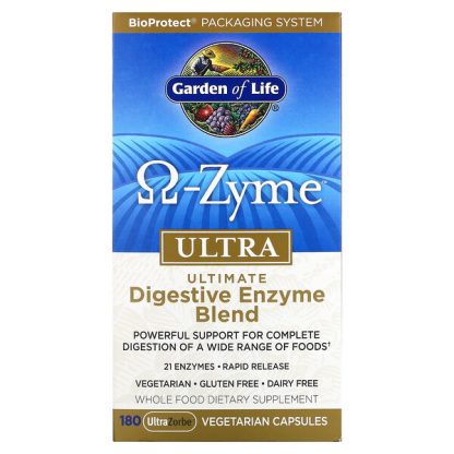 Garden of Life, O-Zyme, Ultra, Ultimate Digestive Enzyme Blend, 180 UltraZorbe Vegetarian Capsules