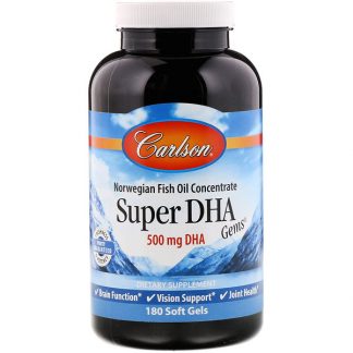 Carlson Labs, Super-DHA Gems, 500 mg, 180 Soft Gels