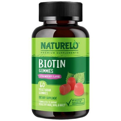 NATURELO, Biotin Gummies, Strawberry, 60 Vegetarian Gummies