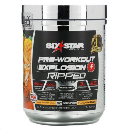 Six Star, Elite Series, Pre-Workout Explosion, Ripped, Peach Mango, 6.10 oz (173 g)