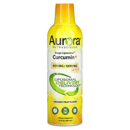 Aurora Nutrascience, Mega-Liposomal Curcumin+, Organic Fruit, 450 mg, 16 fl oz (480 ml)