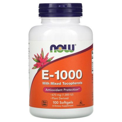 NOW Foods, E-1000 with Mixed Tocopherols, 670 mg (1,000 IU), 100 Softgels