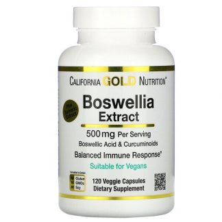 California Gold Nutrition, Boswellia Extract, Plus Turmeric Extract, 250 mg, 120 Veggie Capsules