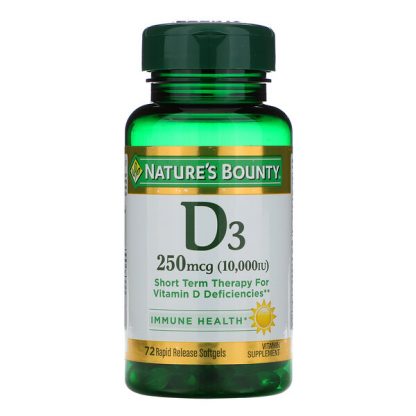 Nature's Bounty, D3, 250 mcg (10,000 IU), 72 Rapid Release Softgels