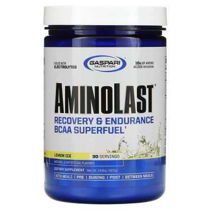 Gaspari Nutrition, Aminolast, Recovery & Endurance BCAA Superfuel, Lemon Ice, 14.8 oz (420 g)