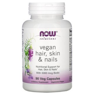 NOW Foods, Solutions, Vegan Hair, Skin & Nails, 90 Veg Capsules