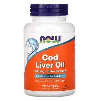 NOW Foods, Cod Liver Oil, Extra Strength, 1,000 mg, 90 Softgels