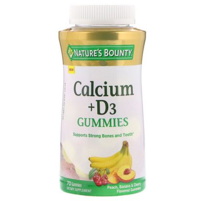 Nature's Bounty, Calcium + D3 Gummies, Peach, Banana & Cherry Flavored, 70 Gummies