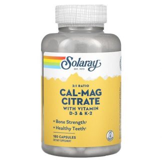 Solaray, Cal-Mag Citrate 2:1 Ratio, 180 Capsules