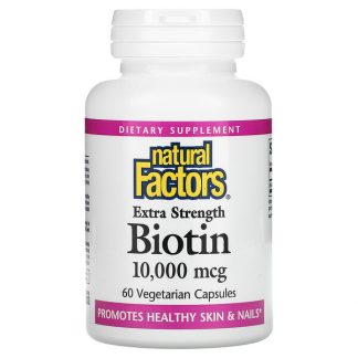 Natural Factors, Extra Strength Biotin, 10,000 mcg, 60 Vegetarian Capsules