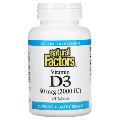 Natural Factors, Vitamin D3, 50 mcg (2,000 IU), 90 Tablets