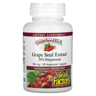 Natural Factors, GrapeSeedRich, Grape Seed Extract, 100 mg, 90 Vegetarian Capsules