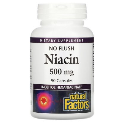 Natural Factors, No Flush Niacin, 500 mg, 90 Capsules