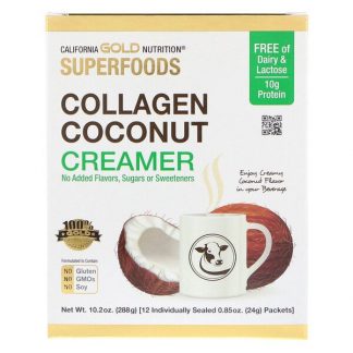 California Gold Nutrition, SUPERFOODS, Collagen Coconut Creamer, Unsweetened, 12 Packets 0.85 oz (24 g) Each