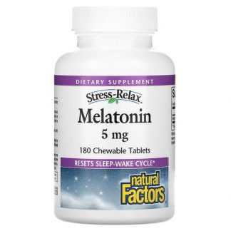 Natural Factors, Stress-Relax, Melatonin, 5 mg, 180 Chewable Tablets