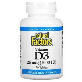 Natural Factors, Vitamin D3, 25 mcg (1,000 IU), 90 Tablets