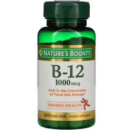 Nature's Bounty, B-12, 1,000 mcg, 200 Coated Tablets