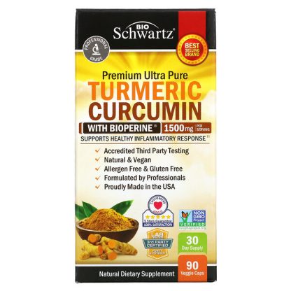 BioSchwartz, Turmeric Curcumin with Bioperine, 500 mg, 90 Veggie Caps