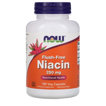 NOW Foods, Flush-Free Niacin, 250 mg, 180 Veg Capsules