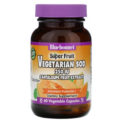 Bluebonnet Nutrition, Super Fruit, Vegetarian SOD, Cantaloupe Fruit Extract, 250 IU, 60 Vegetable Capsules