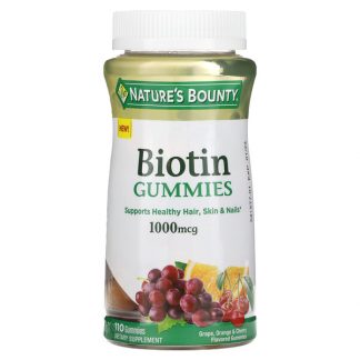 Nature's Bounty, Biotin Gummies, Grape, Orange & Cherry, 1,000 mcg, 110 Gummies