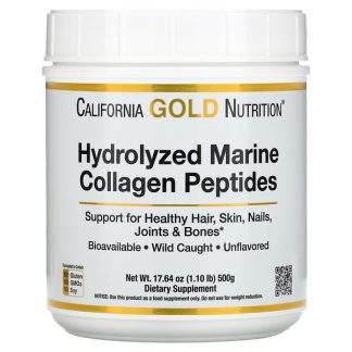 California Gold Nutrition, Hydrolyzed Marine Collagen Peptides, Unflavored, 17.64 oz (500 g)