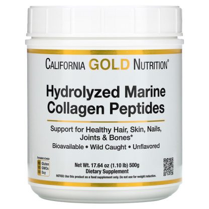 California Gold Nutrition, Hydrolyzed Marine Collagen Peptides, Unflavored, 17.64 oz (500 g)