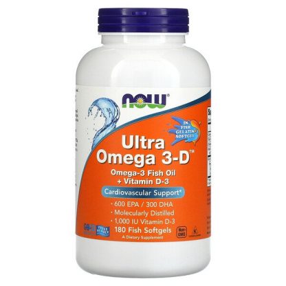 NOW Foods, Ultra Omega 3-D, 600 EPA / 300 DHA, 180 Fish Softgels